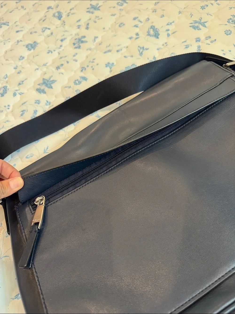 Michael Kors Navy Leather Messenger Bag